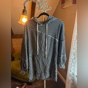 Anthropology Pilcro Patchwork Hooded Sweatshirt (stripped) women's x-small.